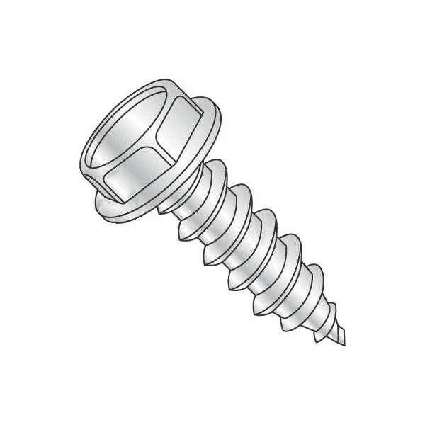 Newport Fasteners Sheet Metal Screw, #10 x 1-1/2 in, Zinc Plated 18-8 Stainless Steel Flange Hex Head Slotted Drive 935467-2000 - main